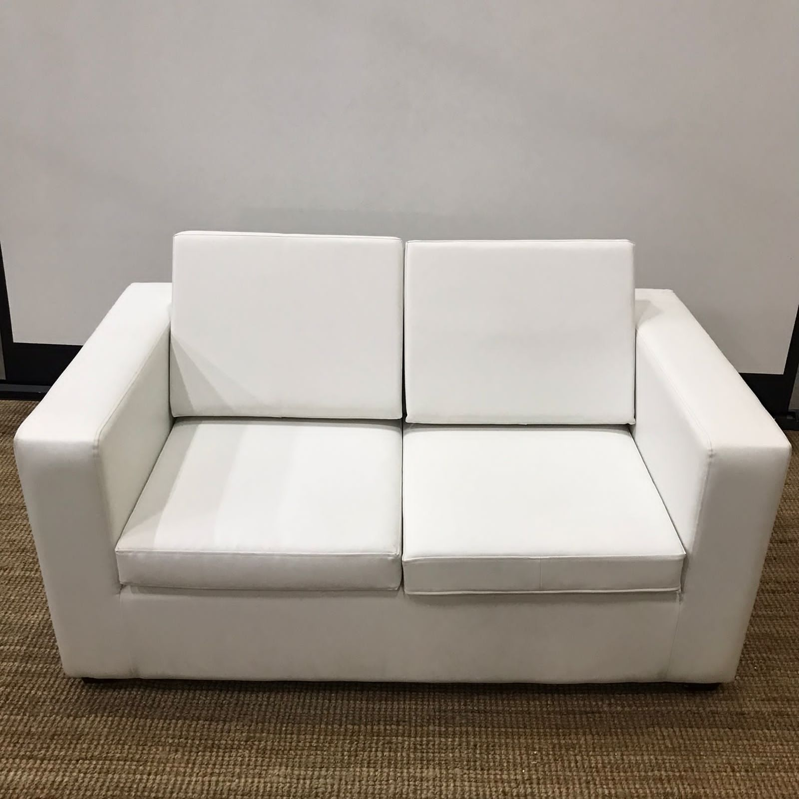 Double White Sofa Faux Leather Events Master